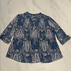 Roz & Ali Blue Paisley Blouse size 3x. Used.